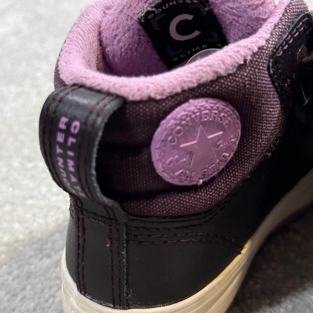 Converse Chuck Taylor All Star‎ Berkshire Sneaker Boot  Purple Leather Toddler 7